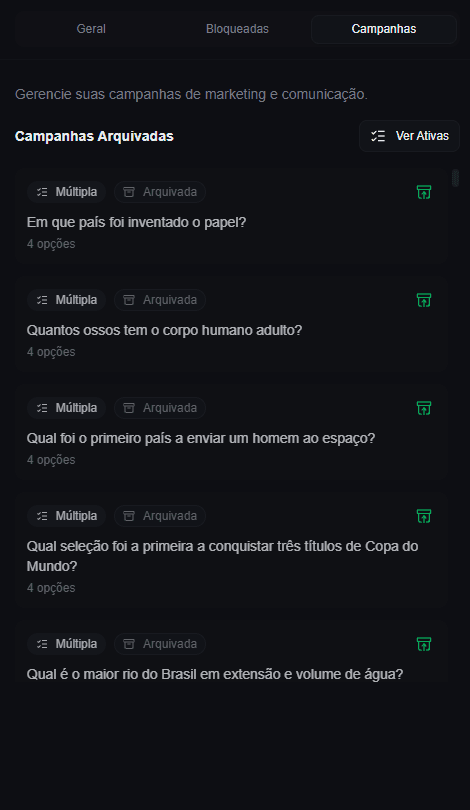 Campanhas Arquivadas